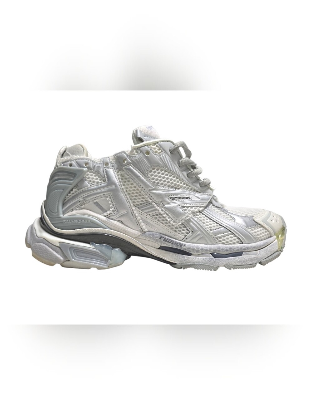 Balenciaga White and Light Gray Layered Mesh Runner Sneaker Sz 9 Eu 42